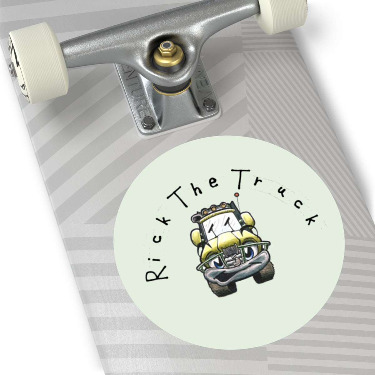 Rick the Truck Round Vinyl Sticker | Cute Cartoon Truck Decal