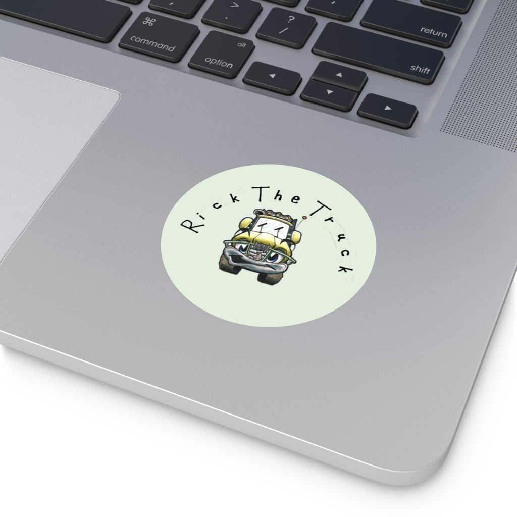 Rick the Truck Round Vinyl Sticker | Cute Cartoon Truck Decal