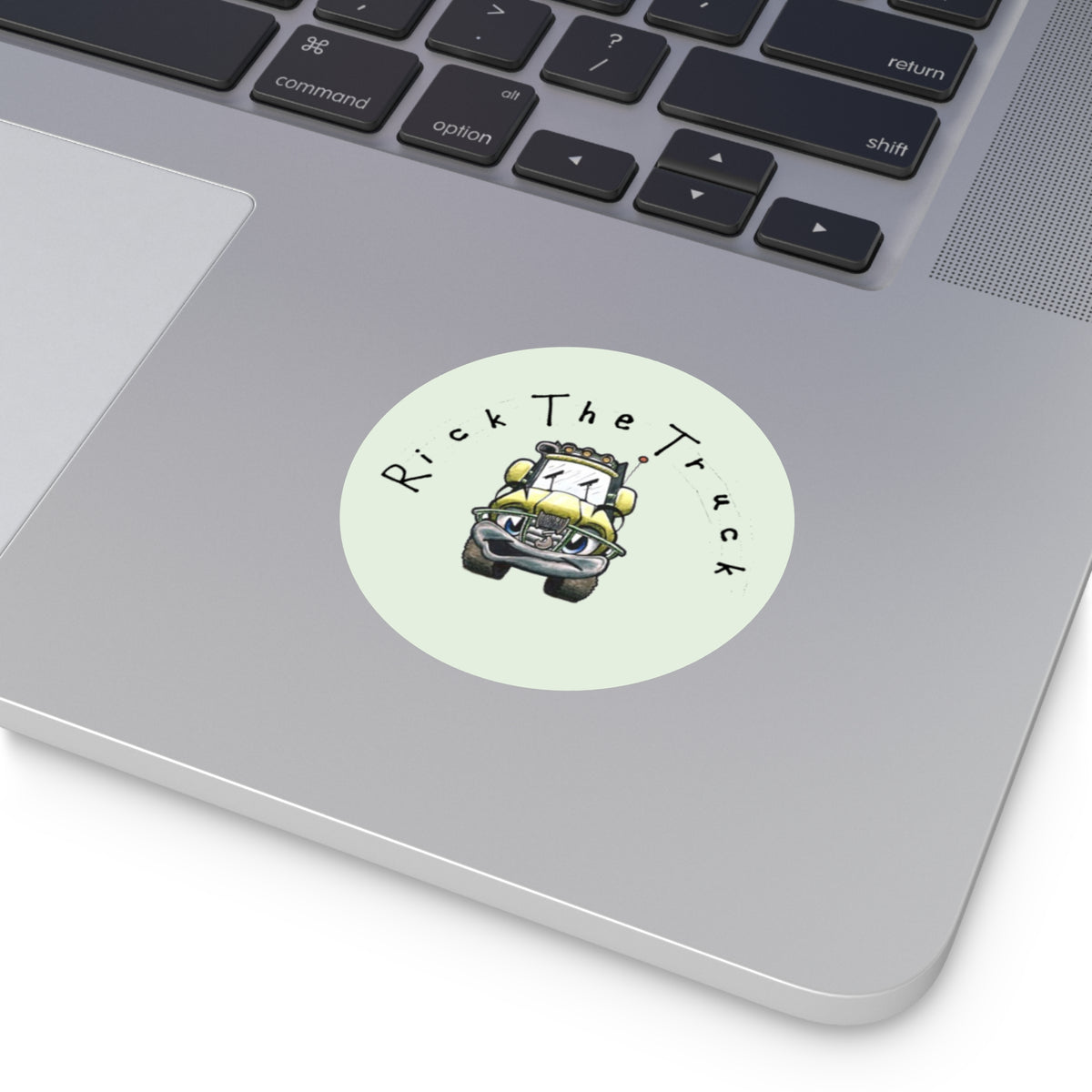 Rick the Truck Round Vinyl Sticker | Cute Cartoon Truck Decal