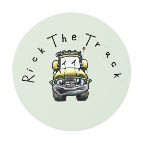 Rick the Truck Round Vinyl Sticker | Cute Cartoon Truck Decal