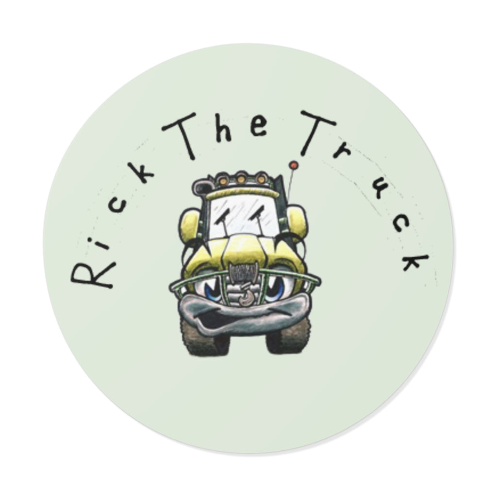 Rick the Truck Round Vinyl Sticker | Cute Cartoon Truck Decal