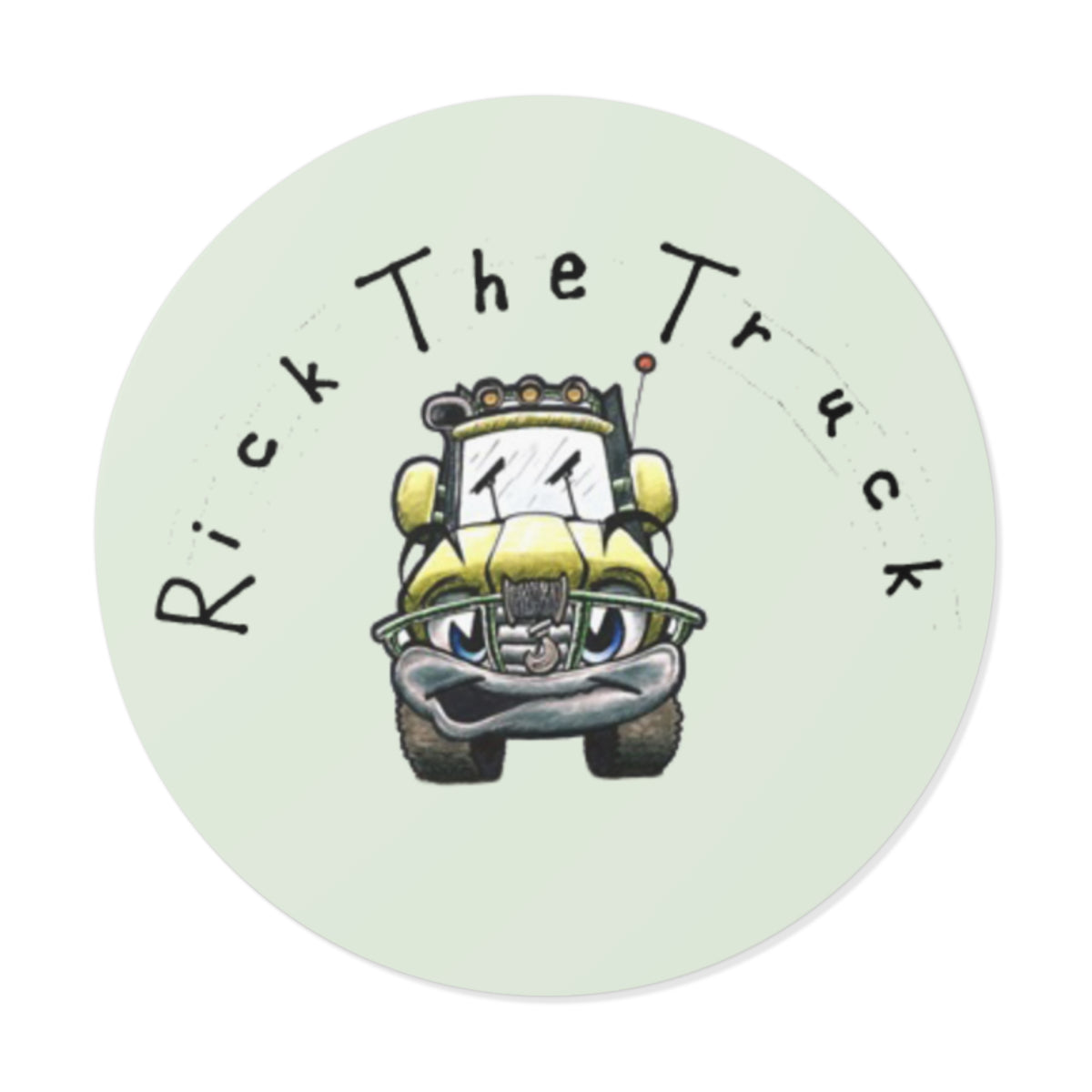 Rick the Truck Round Vinyl Sticker | Cute Cartoon Truck Decal
