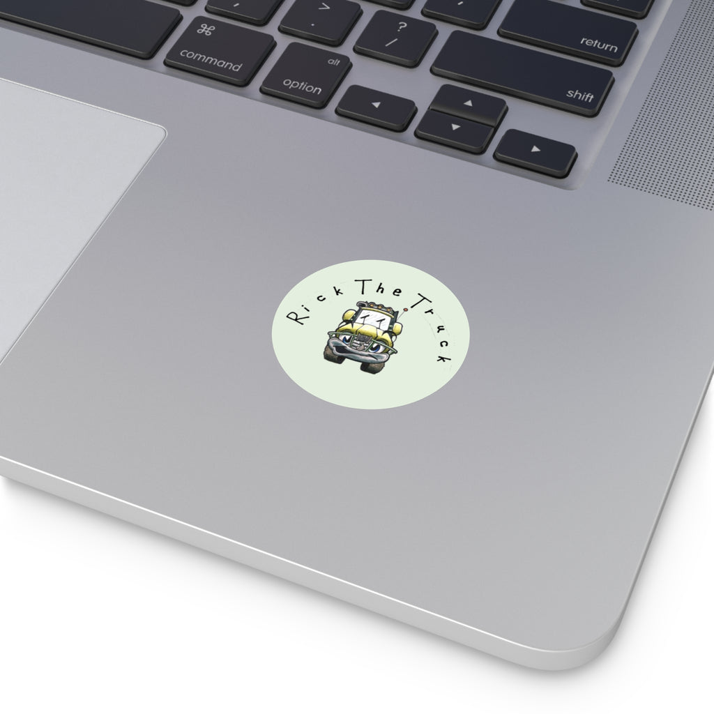 Rick the Truck Round Vinyl Sticker | Cute Cartoon Truck Decal