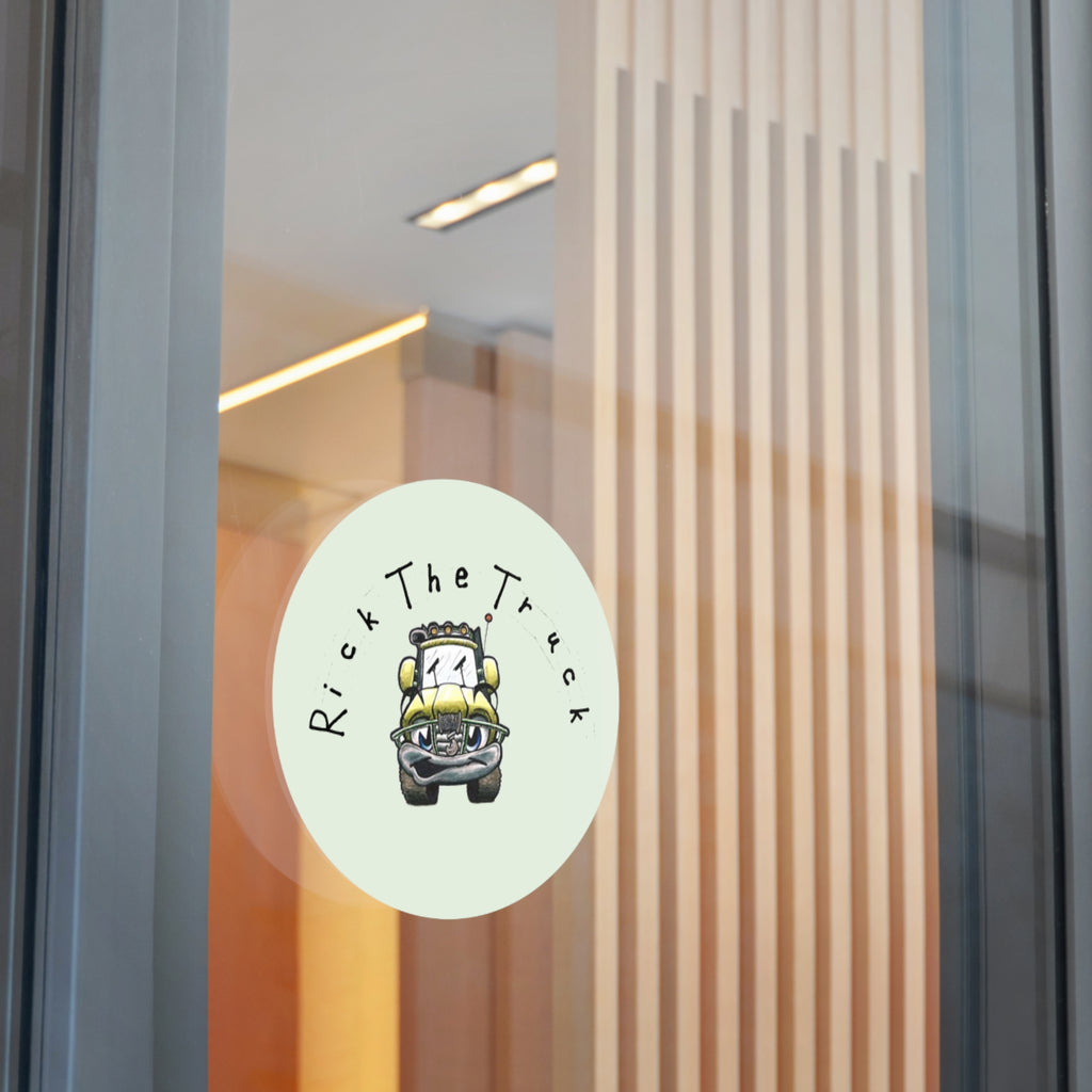 Rick the Truck Round Vinyl Sticker | Cute Cartoon Truck Decal