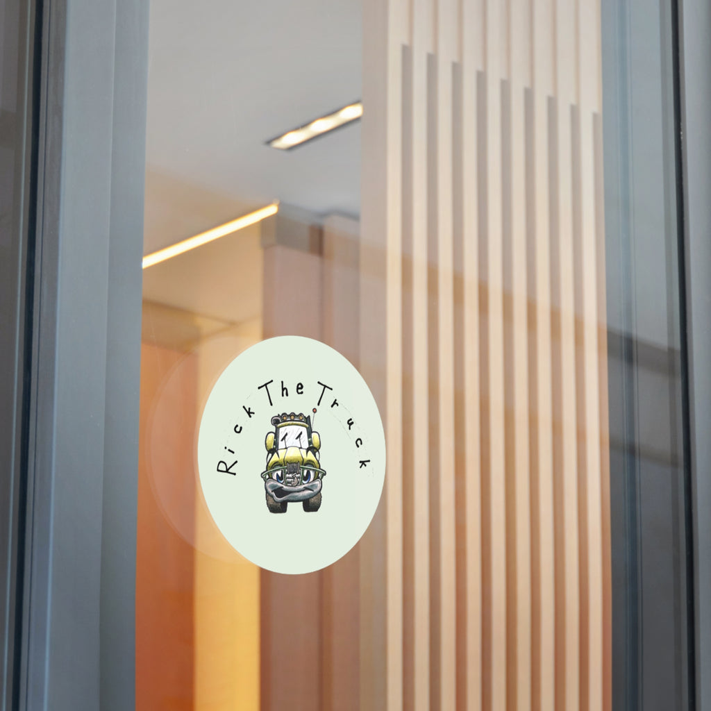 Rick the Truck Round Vinyl Sticker | Cute Cartoon Truck Decal