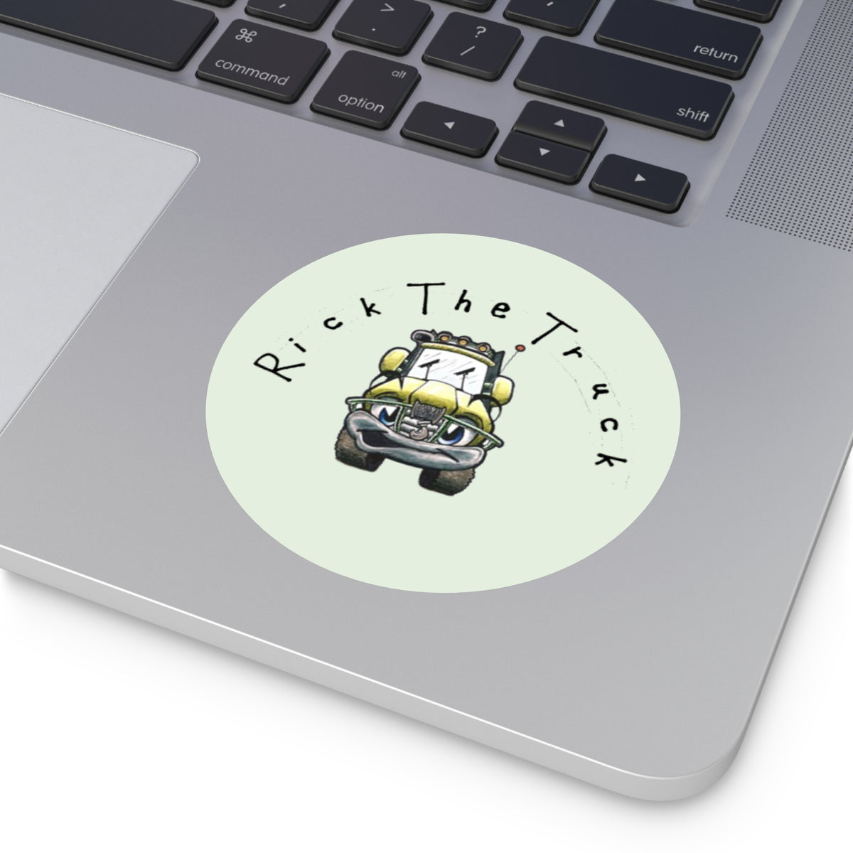 Rick the Truck Round Vinyl Sticker | Cute Cartoon Truck Decal