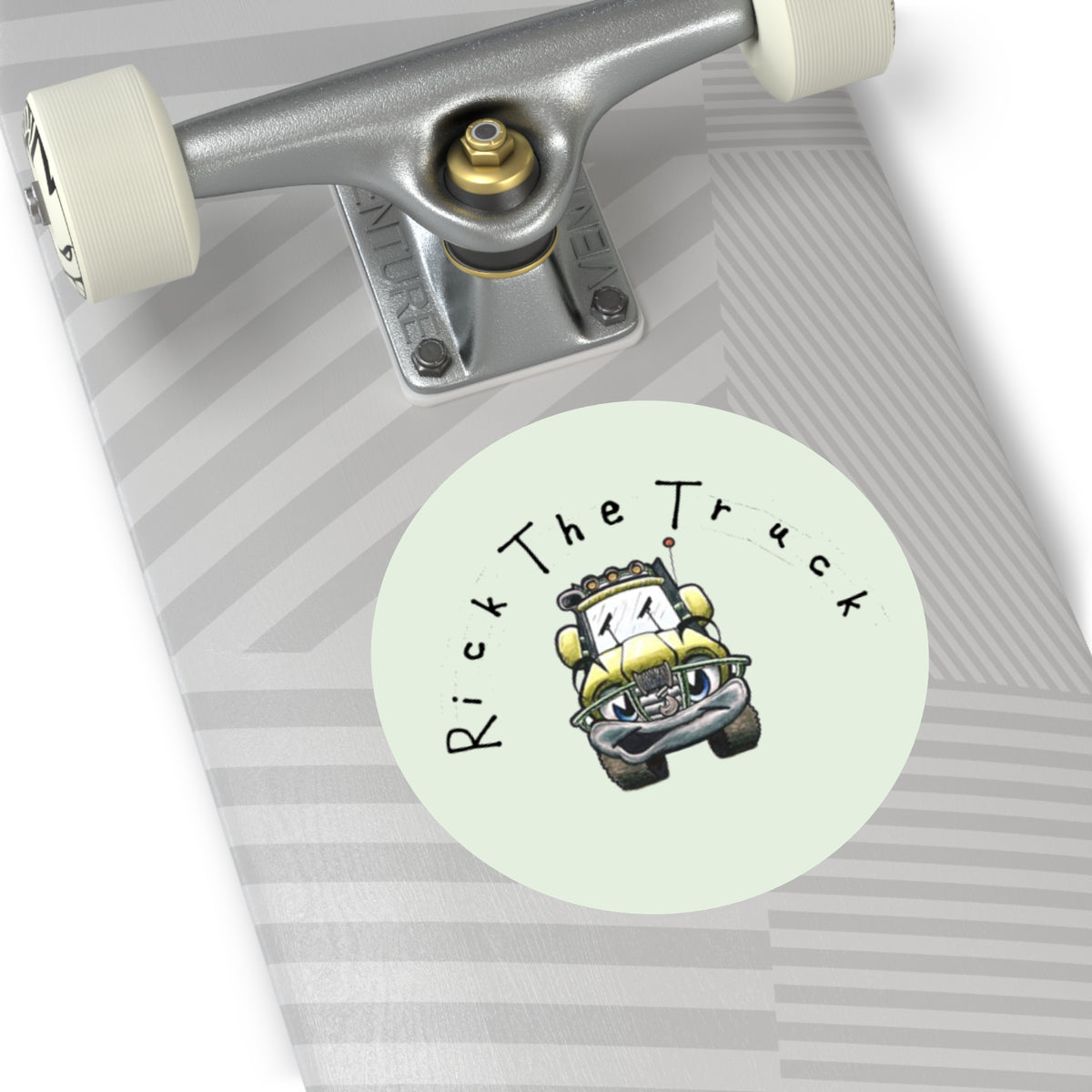 Rick the Truck Round Vinyl Sticker | Cute Cartoon Truck Decal